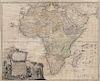 1737 Homann Map of Africa and Colored Engraving Vue de la Cote Depuis Mina.