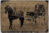 Large Tintype Depicting a Black Coachman in a Carriage