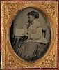Cased Tintype Depicting African American Young Lady Reading