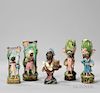 Five Small Majolica Vases Decorated with Images of African American Women.  Estimate $150-250
