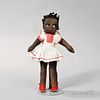 Black Cloth Girl Doll in a Red and White Jumper