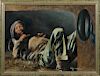 South African School (20th Century)  Oil on Canvas Depicting a Black Man Sleeping,