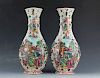 A pair of Chinese famille rose export porcelain vase