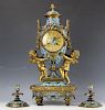 French gilt enamel clock by Anthony Bailey. LYON 19th