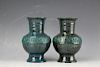 A pair of Green Korean enamel brass vase