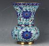 An exquisite Chinese cloisonne enamel blue vase