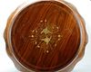 Copper and brass inlay rosewood round stool table