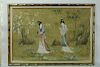Chinese watercolor of 2 ladies on rice paper