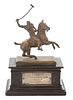 An English Bronze and Silver Mounted Polo Trophy, Mappin & Webb, London, 1905, having a bronze polo player marked Mappin & We