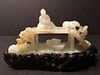 Old Chinese white jade (HETIAN Jade) bridge, boat, buffalo and figurines