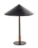 A Danish Enameled Metal Table Lamp, Height 20 inches.