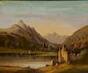 NICOLAS LOUIS ANDRE PREVOST, (Swiss, 1817-1864), Lakeside Castle, oil on canvas