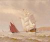 MARSHALL JOHNSON, JR, (American, 1850-1921), Two Ships, oil on canvas