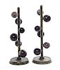 A Pair of Modernist Bronze and Amethyst Table Lamps, Height 29 1/4 inches.