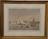 Two Fred S. Cozzens colored lithographs to include a winter skating scene and a ship's at sea, both professionally matted and