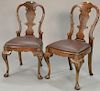 Pair of Smith & Watson George I style burlwood side chairs, late 20th century. ht. 37 1/2in.