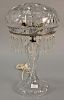 Cut glass table lamp with mushroom shade (some prisms missing). ht. 19in.