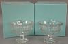 Pair of new large Tiffany & Co. crystal footed compotes with original box and packing material, marked Tiffany & Co. ht. 8in.