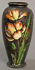 Japanese Gorham sterling silver and enameled small vase, baluster form with raised tulip decoration, marked