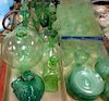 Six box lots to include 19th/20th century green glass decanters and bottles, large set of cups and stems, blue and white case