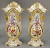 Pair of French porcelain gilt and paint decorated vases, 19th center (one minor flea bite). ht. 13 1/2in.