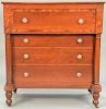 Sheraton cherry chest with columns with burlwood panels, circa 1830. ht. 48in., wd. 43 1/2in., dp. 23 1/2in.