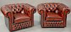 Pair of House of Chesterfield chairs, marked on back House of Chesterfield.