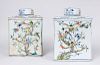 PAIR OF CHINESE FAMILLE VERTE PORCELAIN TEA CADDIES AND COVERS