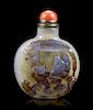 A Suzhou Style Carved Shadow Agate Snuff Bottle, Height 2 1/4 inches.