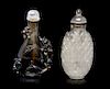Two Quartz Snuff Bottles, Height of taller 2 5/8 inches.