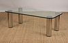 MARCO ZANUSO STAINLESS STEEL AND GLASS 'MARCUSO' COFFEE TABLE