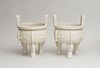 PAIR OF CHINESE WHITE GLAZED 'DING'-FORM VESSELS