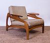 ADRIAN PEARSALL CANED, WALNUT AND VINYL ARMCHAIR FOR CRAFT ASSOCIATES