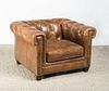 TUFTED-LEATHER CLUB CHAIR
