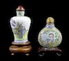 A Gilt Metal Enamel Snuff Bottle, Height overall 2 3/8 inches.