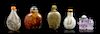 * A Group of Five Snuff Bottles, Height of tallest 2 3/8 inches.