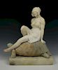 Giuseppe Gambogi Alabaster art deco figure "Woman on Tortoise"