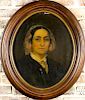Antique 19C american oil on canvas "Portrait of Old Woman"