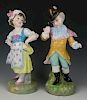 19C french Levy & Cie pair of figurines "Peasant Girl & Noble Boy"