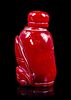 A Red Coral Snuff Bottle, Height overall 2 5/8 inches.