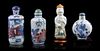 Five Porcelain Snuff Bottles, Height of tallest 3 5/8 inches.
