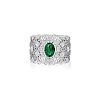 An 18K White Gold, Emerald and Diamond Ring