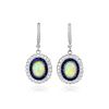 A Pair of 18K White Gold Opal Sapphire and Diamond Earrings