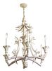 A Painted Faux Bamboo Pagoda- Form Six-Light Chandelier Height 24 inches.