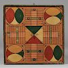 Polychrome Paint-decorated Parcheesi Game Board