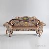 Classical Shell-decorated and Red-painted Sofa