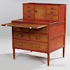 Shaker Red-painted Maple and Butternut Sewing Desk