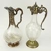 Two (2) Antique Cut Glass and Silver Plate Claret Decanters