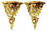 ANTIQUE FRENCH GILT PAINTED WALL SHELVES
