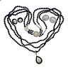 14K Gold Diamond Pearl Onyx Necklace Earrings Set